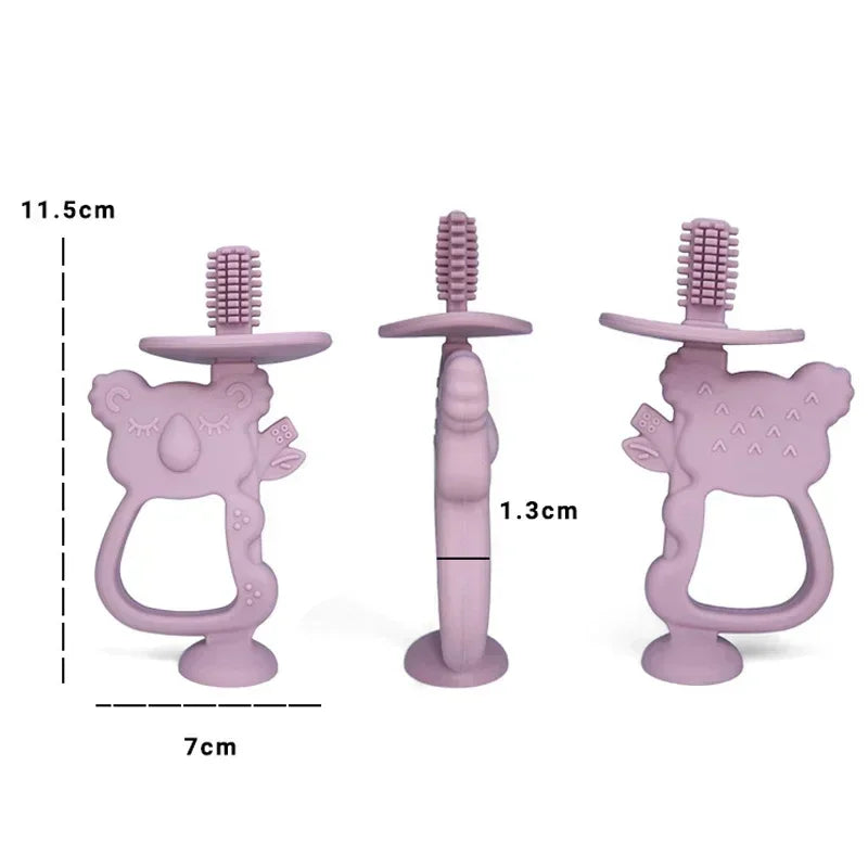 Animal Koala Safe Toddle Teether Chew Toy Teething Ring Infant Baby Silicone Training Toothbrush BPA Free Rodent Baby Accessorie