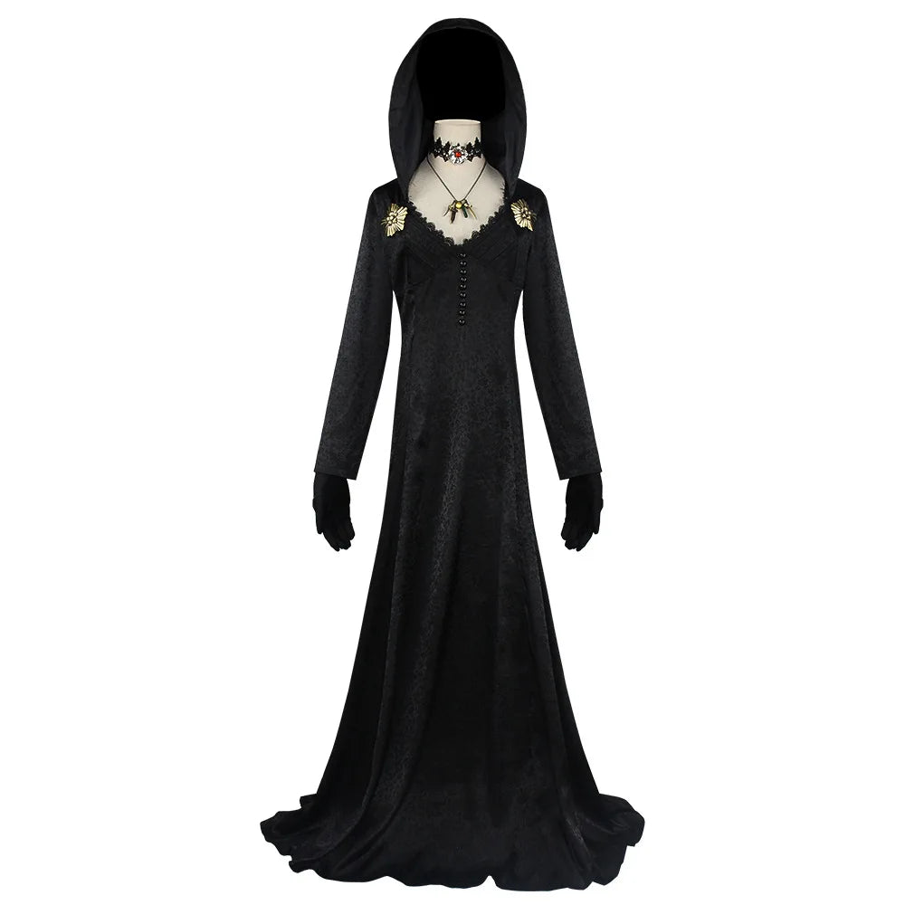 Gothic Vampire Lady Costume Black Dress for Halloween