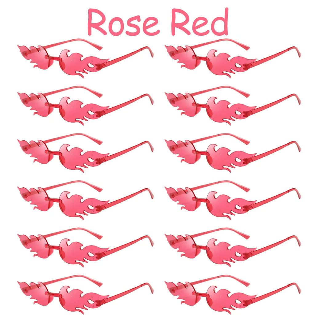 12-120 Pcs Red Fire Flame Glasses Fire Shape Sunglasses Fire Sunglasses Party Decor for Summer Shower Wedding Halloween Cosplay