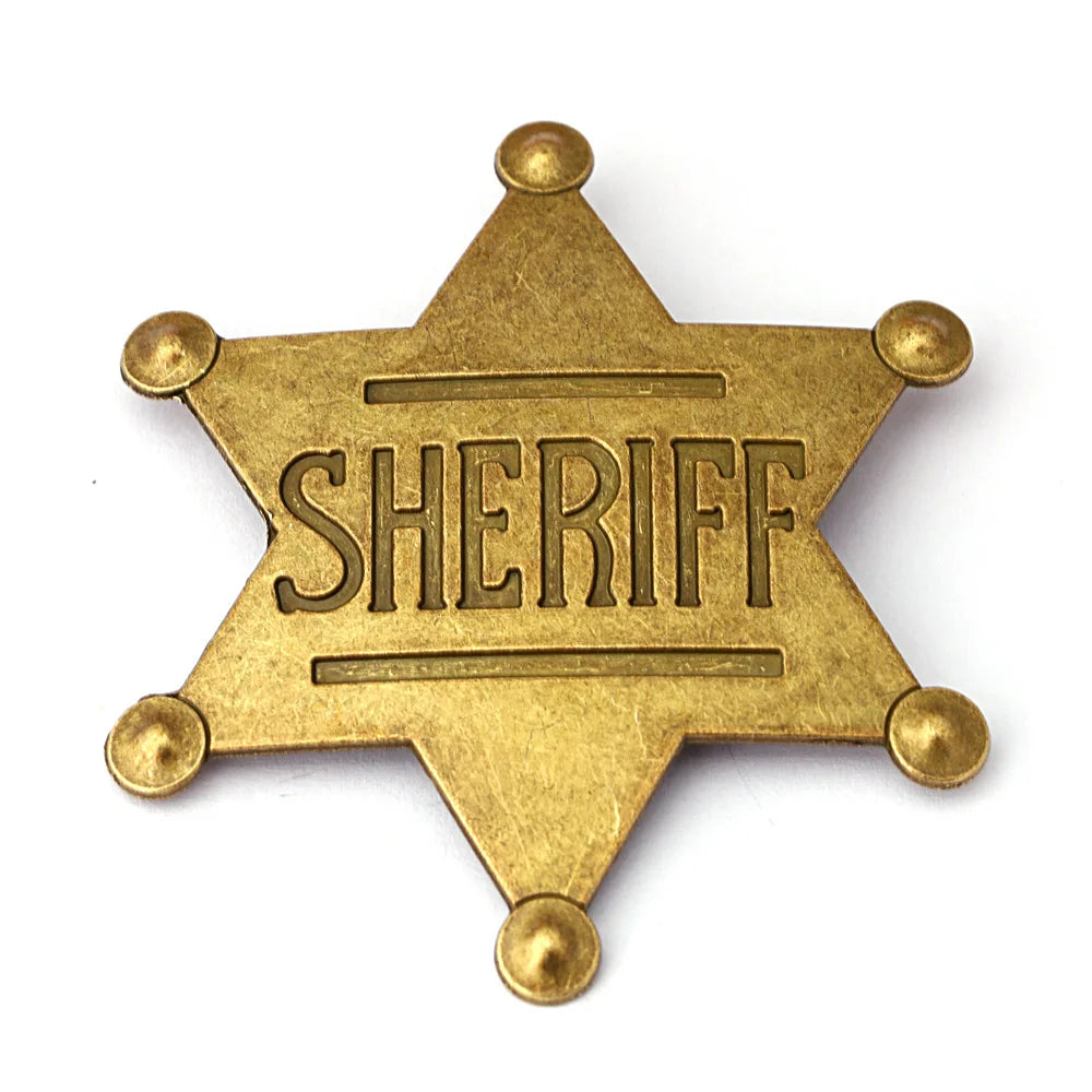 Western Sheriff Star Badge Metal Pin Costume Accessory