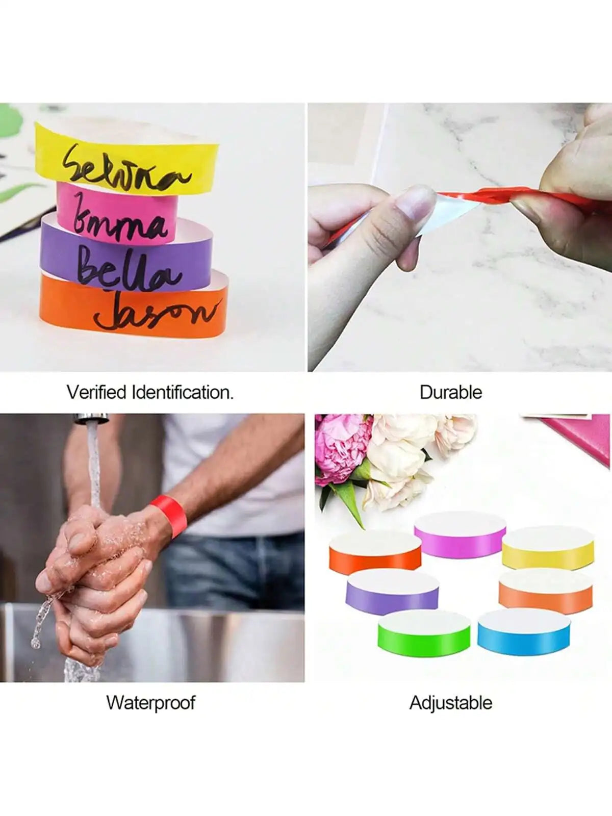 100/600 Pieces Disposable Paper Bracelets, Tear-Resistant Identification Bracelets for Parties Festivals Christmas and Halloween