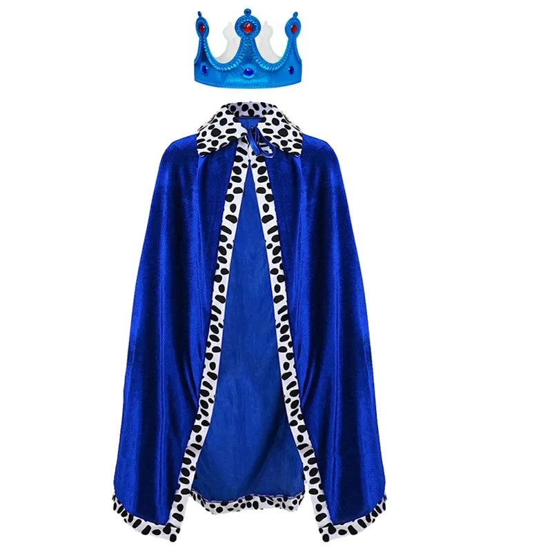 King Prince Cape Costume with Crown for Adults & Kids