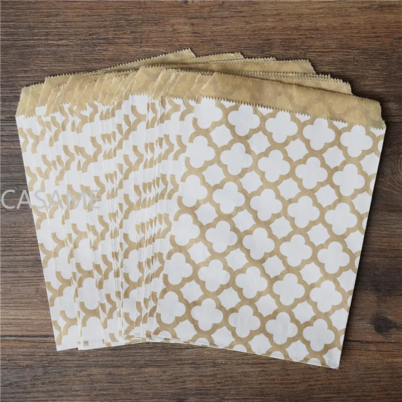 50pcs/ Lot treat candy bag high quality Party Favor Paper Bags Chevron Polka Dot Stripe Printed Paper craft Bags Bakery Bags
