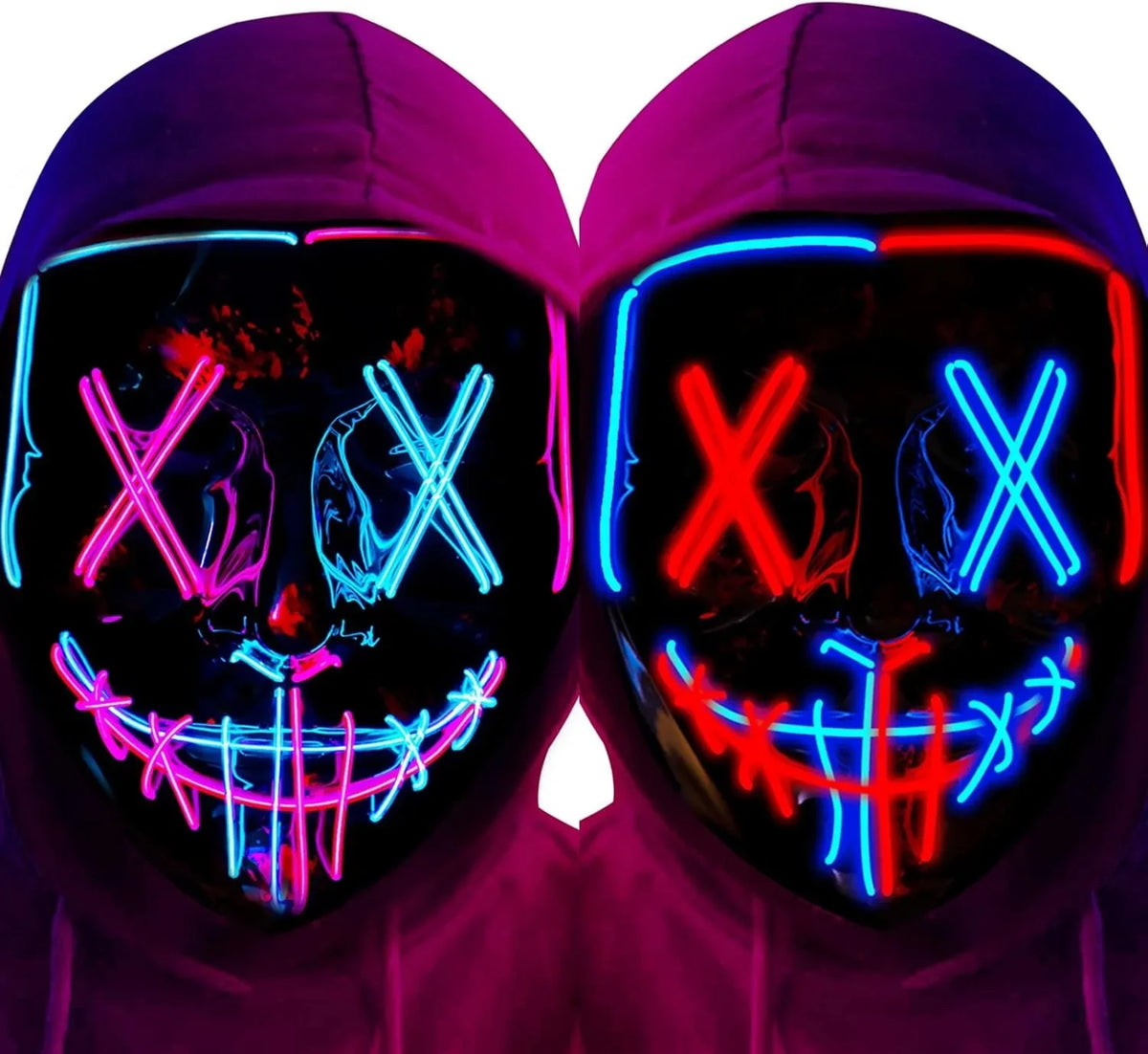 LED Light Up Halloween Mask for Cosplay & Costume Parties