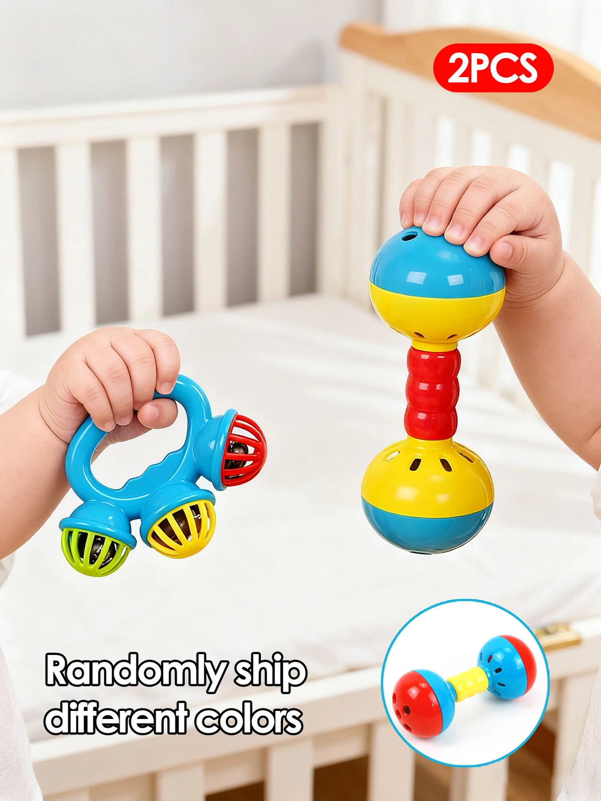 Baby Hand Shaking Rattle Bell Colorful Early Education Sensory Developmental Toy for 0‑12 Months Newborn Infant