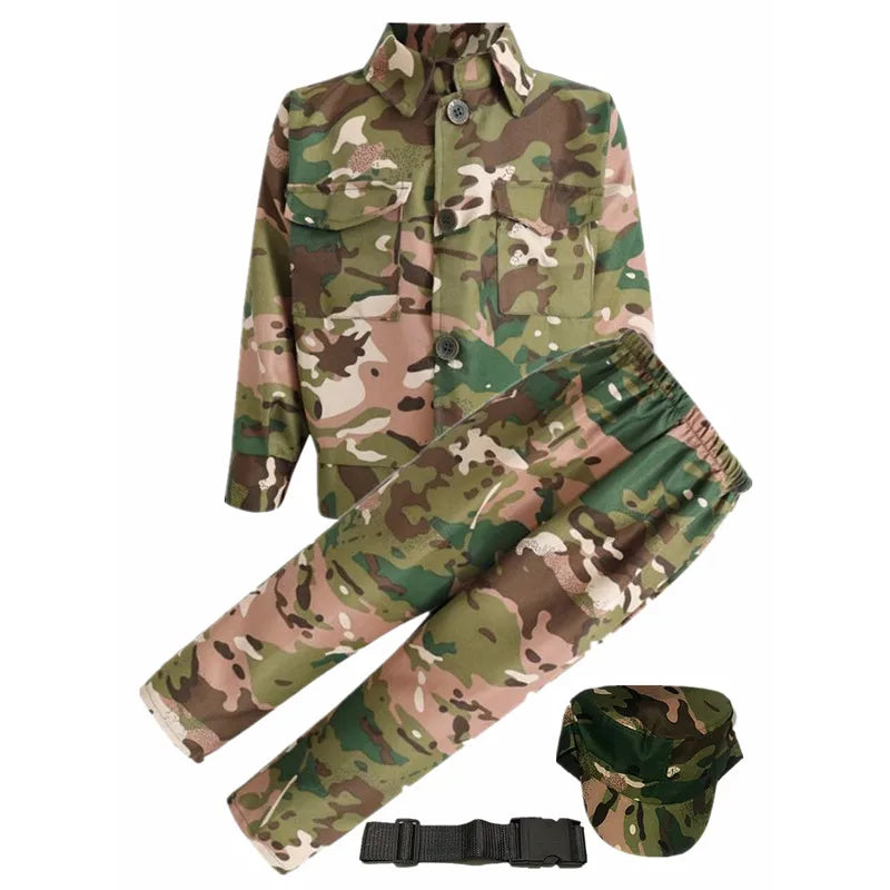 Kids Camouflage Soldier Costume Set with Compass & Whistle