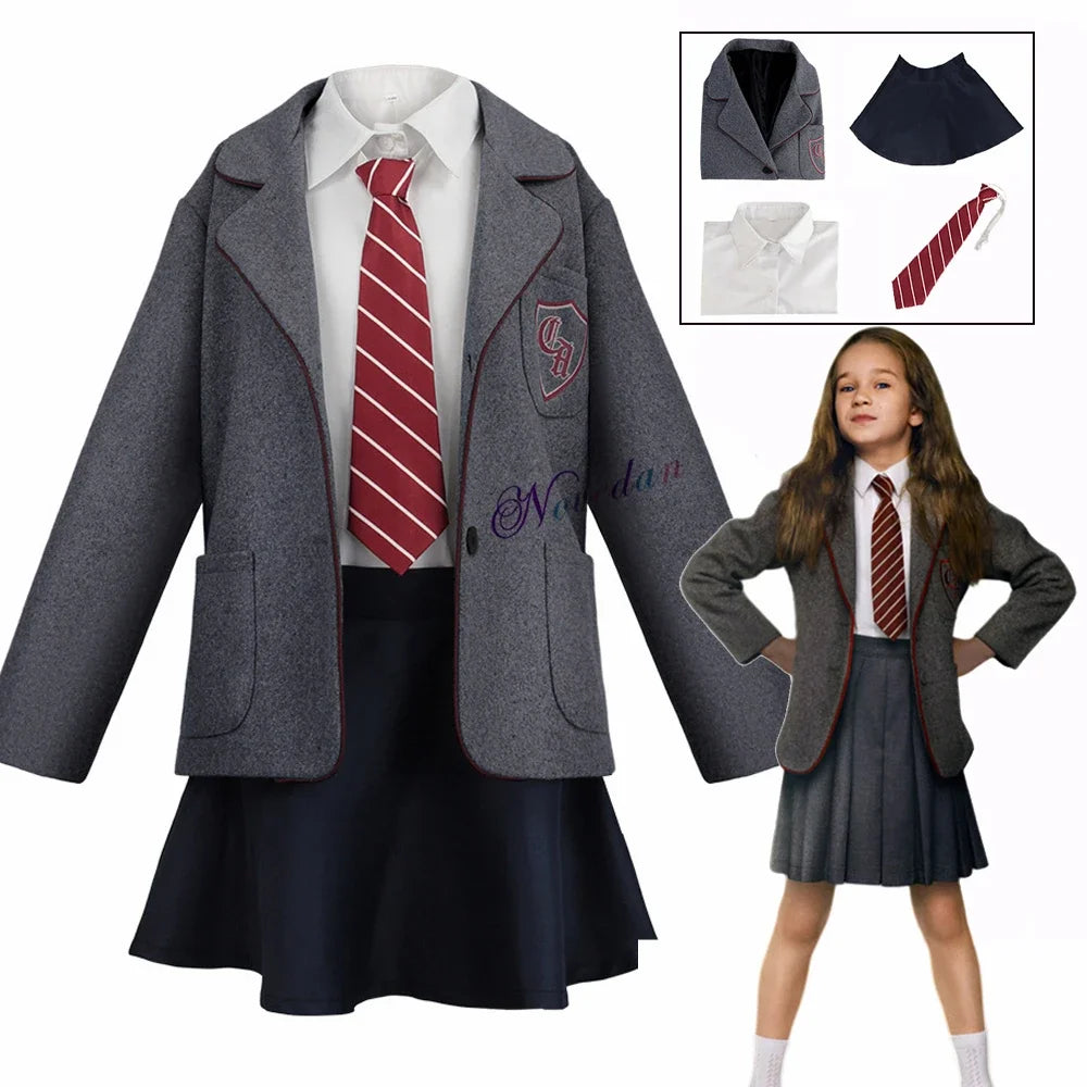 Girls School Uniform Cosplay Costume with Coat, Skirt & Tie