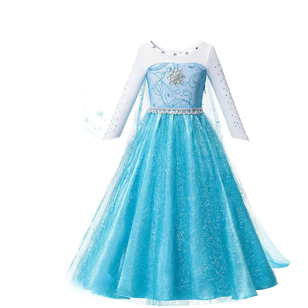 Girls Full Print Princess Dress Costume for Birthday Parties