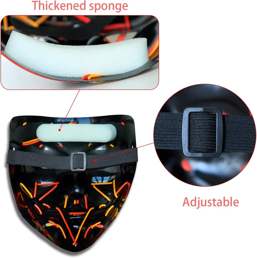 LED Light Up Halloween Mask for Cosplay & Costume Parties
