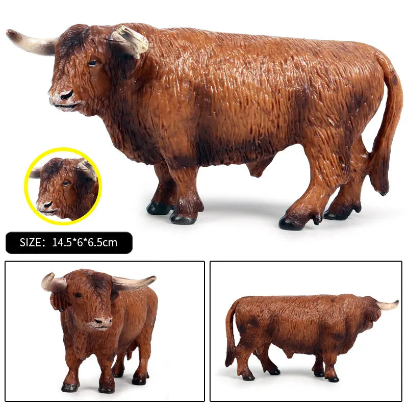 Oenux Farm Animals Bullfighting Cowboy Simulation Poultry Cattle Calf Bull OX Action Figures Collection Pvc Model Toy Kids Gift