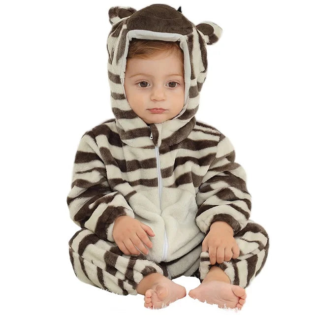 MICHLEY Carniva Baby Rompers Winter Clothes Flannel Hooded Bodysuits Pajamas Animals Overall Jumpsuit For Girls Boys Kids