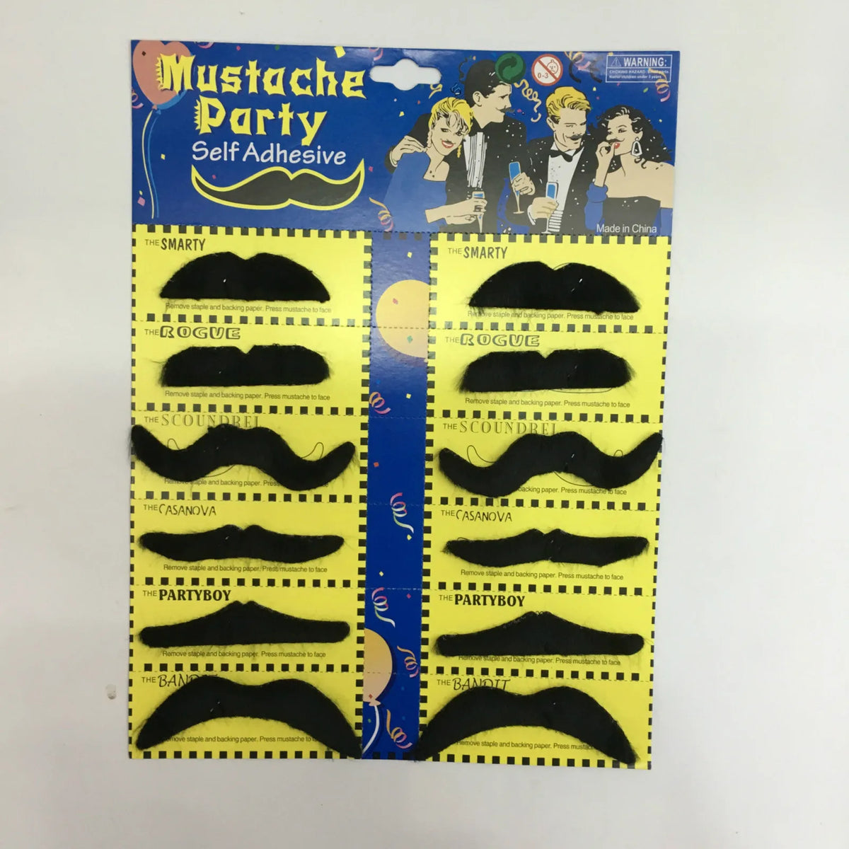 12 Pack Self Adhesive Fake Mustaches Costume Party Accessories