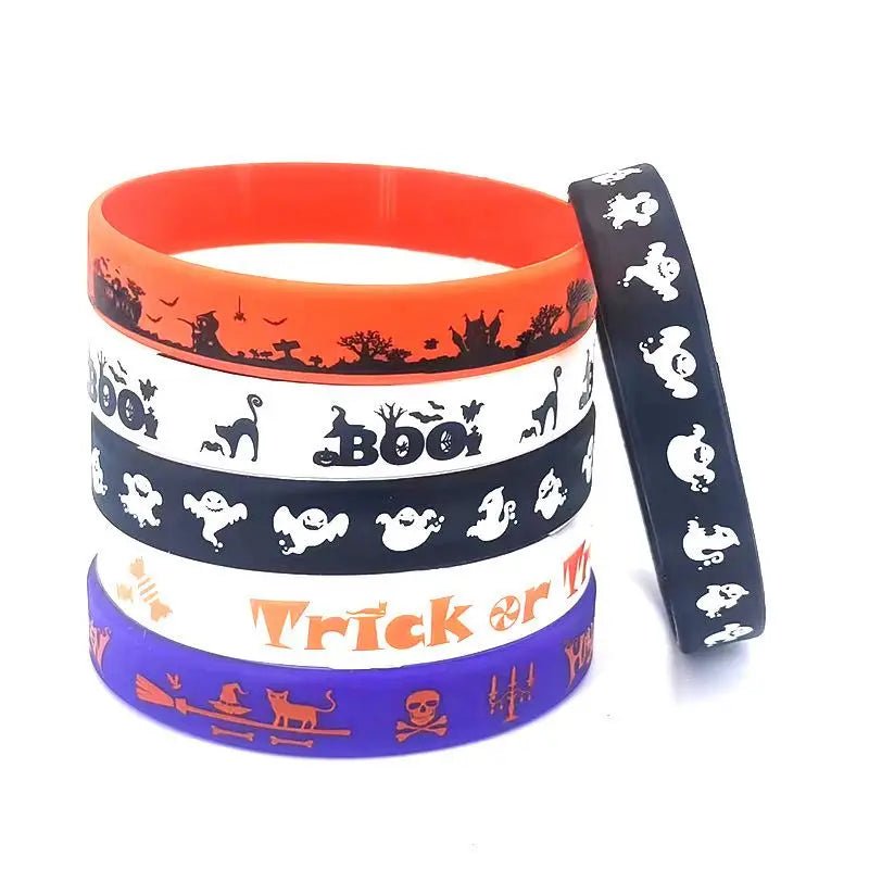 12/24pcs Happy Halloween Silicone Wristbands Kids Gifts Treat Carnival Ghost Party Favor Giveaways Pumpkin Halloween Party Toys