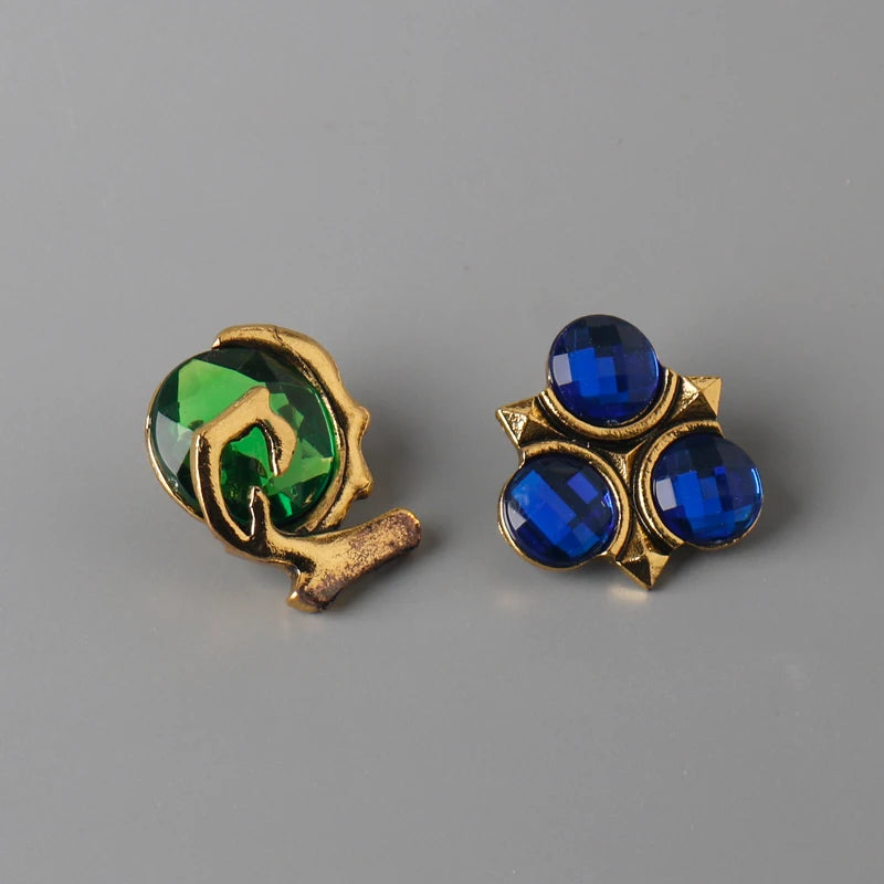 Fantasy Shield Sword and Stone Brooch Pin Set for Costumes
