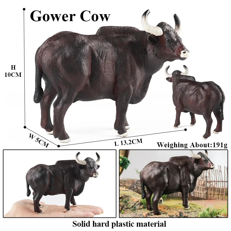 Oenux Farm Animals Bullfighting Cowboy Simulation Poultry Cattle Calf Bull OX Action Figures Collection Pvc Model Toy Kids Gift