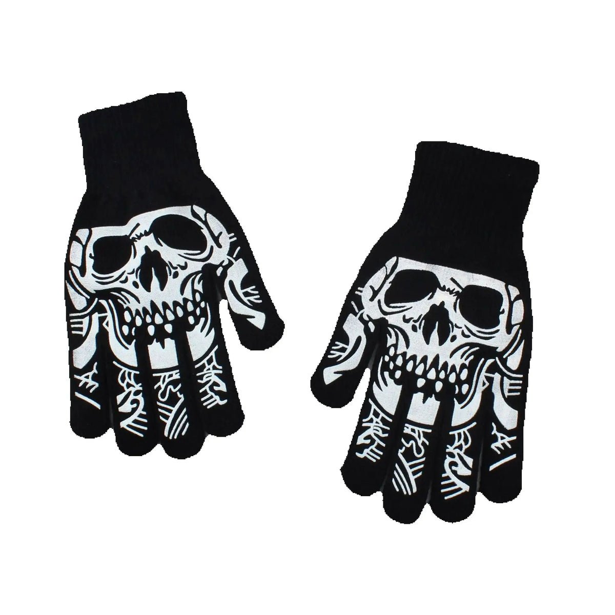 Halloween Skull Ghost Claw Printed Fluorescent Glow-in-the-Dark Gloves Women Adult Outdoor Riding Warm Knitted Gloves Cosplay