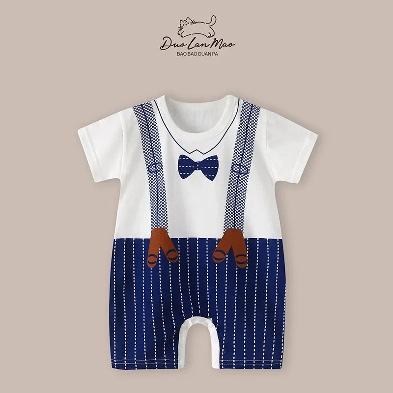 Baby Boys Summer Cartoon Dinosaur Rompers Cotton Thin Short Sleeve Little Boy Bodysuit Newborn Infants Jumpsuit New Costume