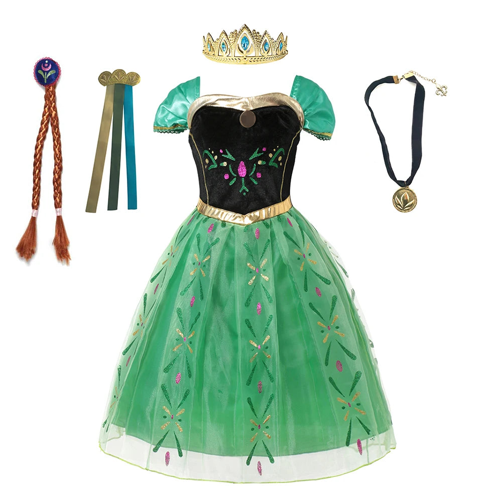 Girls Full Print Princess Dress Costume for Birthday Parties