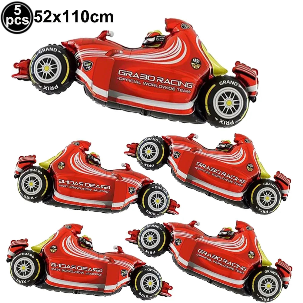 Racing Car Balloon Traffic Cone Balloon Tire Wheel Balloons Black White Checkered Race Car Theme Kids Birthday Party Decorations