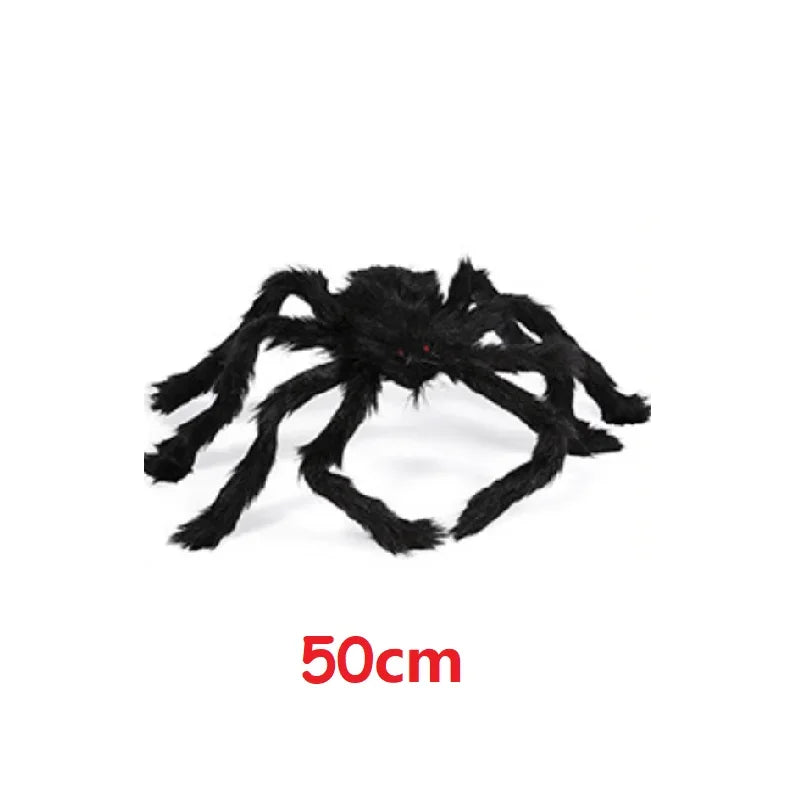 75/150/200cm Halloween Plush Simulation Spider Colorful Black Ghost House Bar Scary Big Spider Outdoor Decor Props Spider Web