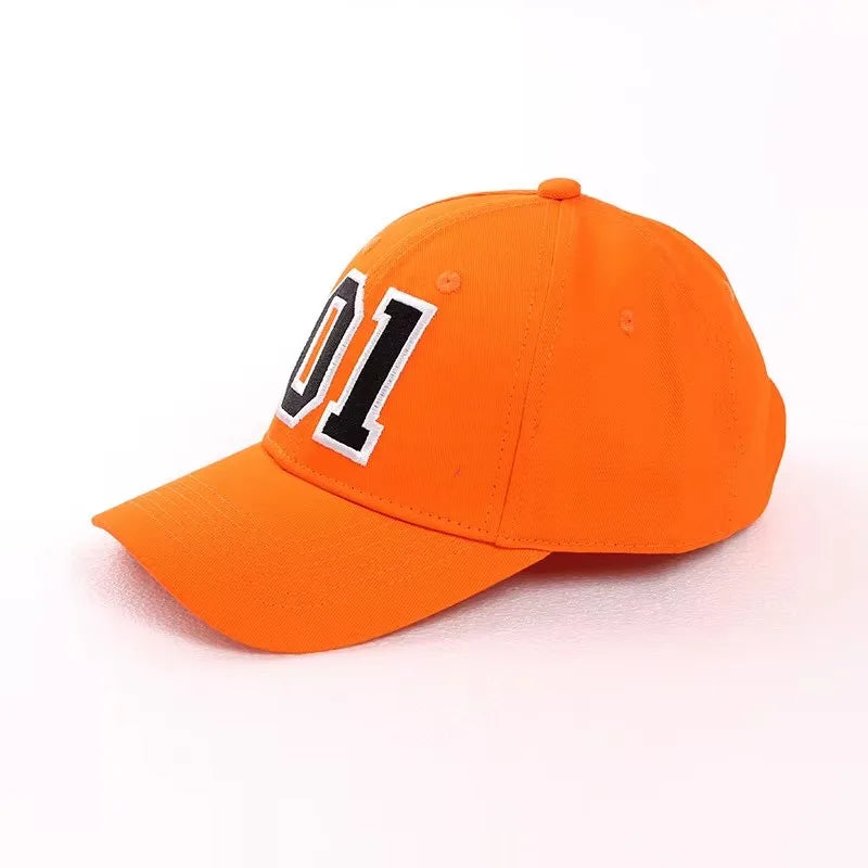 Orange Embroidered Cotton Baseball Cap Adjustable Costume Hat
