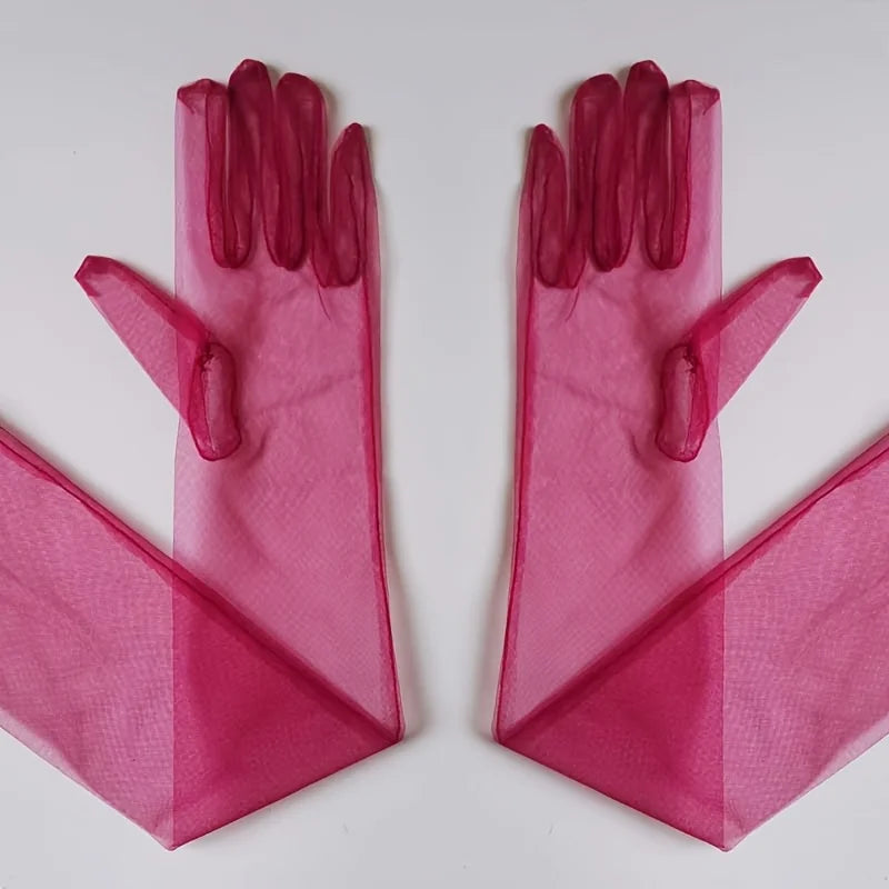 Ladies' Festival Colorful Long Satin Transparent Gloves with Fingers Black White Red Sexy Dance Party Theme Halloween