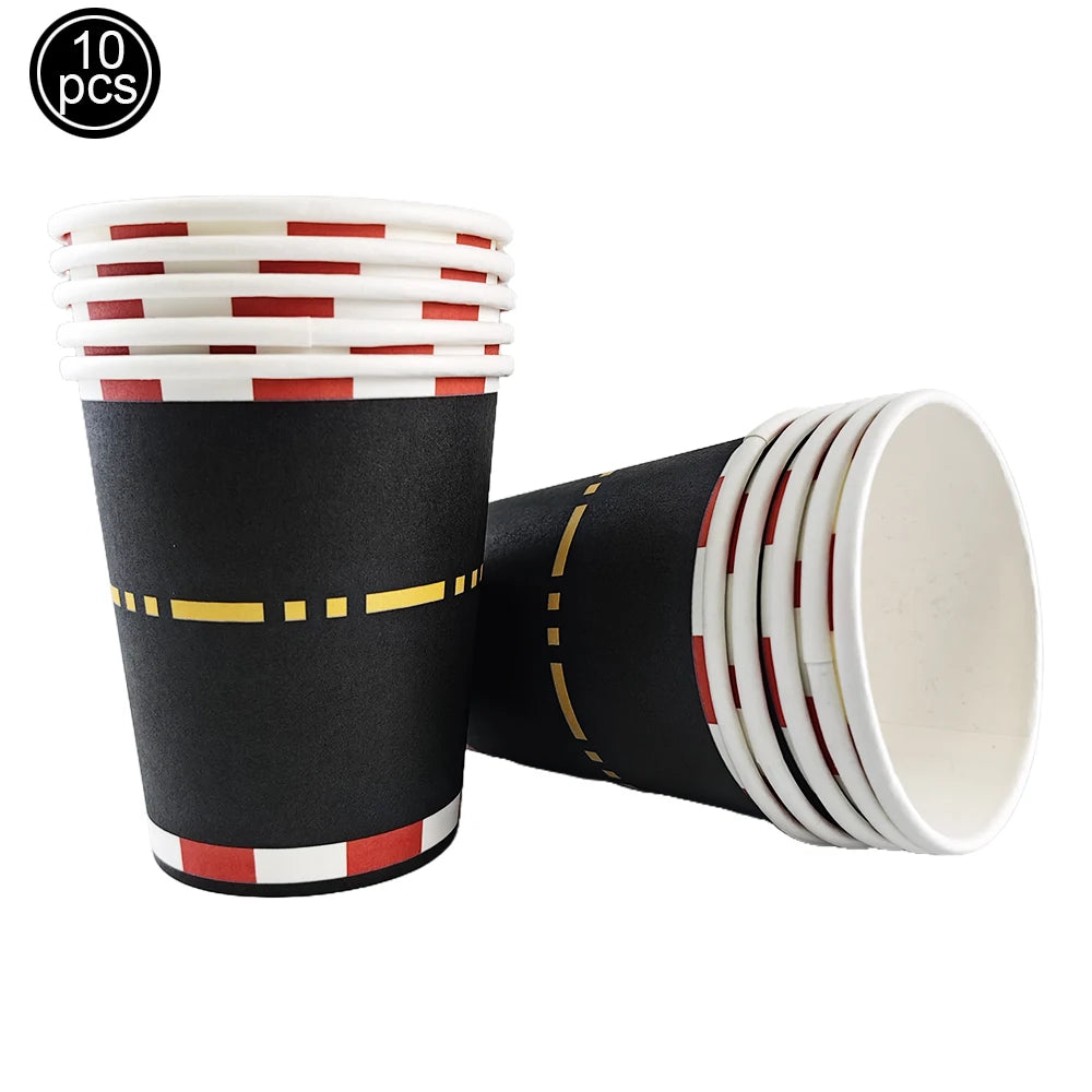 Racing Car Balloon Traffic Cone Balloon Tire Wheel Balloons Black White Checkered Race Car Theme Kids Birthday Party Decorations
