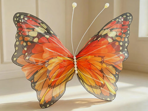 1/2/4pcs 50cm 3D Gradient Silk Butterfly,Wavy Petal Edge,Glitter Org Layered,for Wedding/Party/Photo Gift