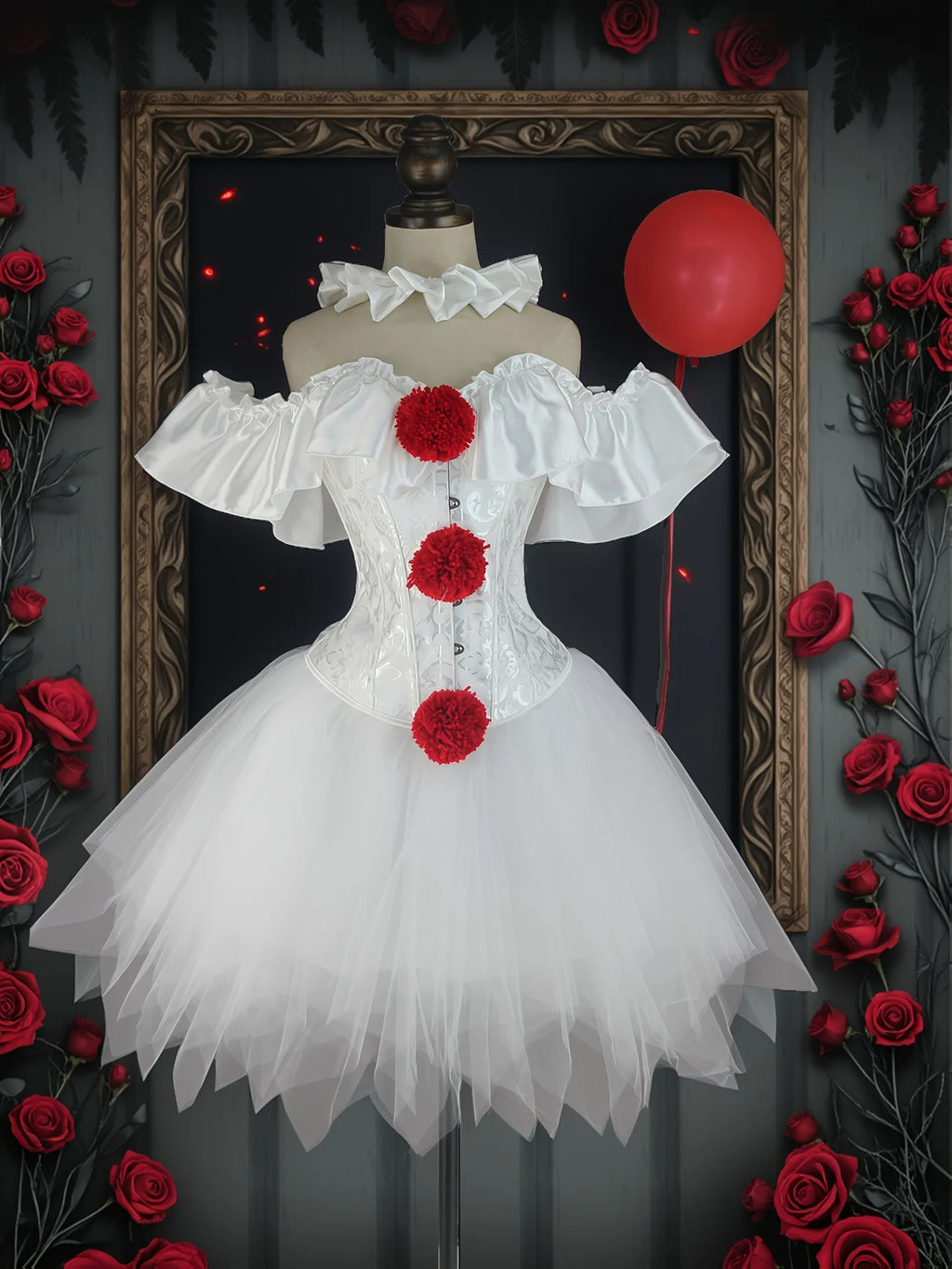 Women’s Clown Corset Skirt Costume for Halloween & Parties