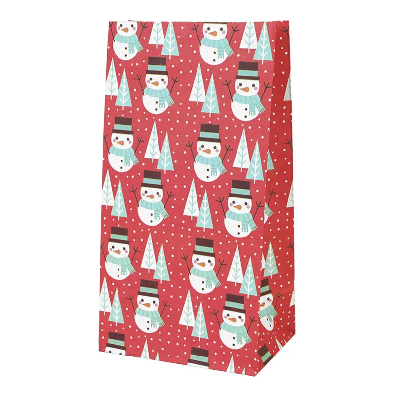 10pcs Kraft Paper Candy Cookie Bag Santa Claus Snowman Christmas Gift Packing Bags Xmas Navidad New Year Party Decor Supplies
