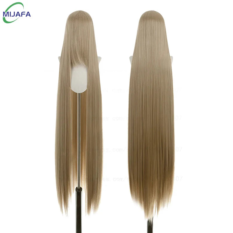 150cm Long Straight Cosplay Wig with Bangs Heat Resistant