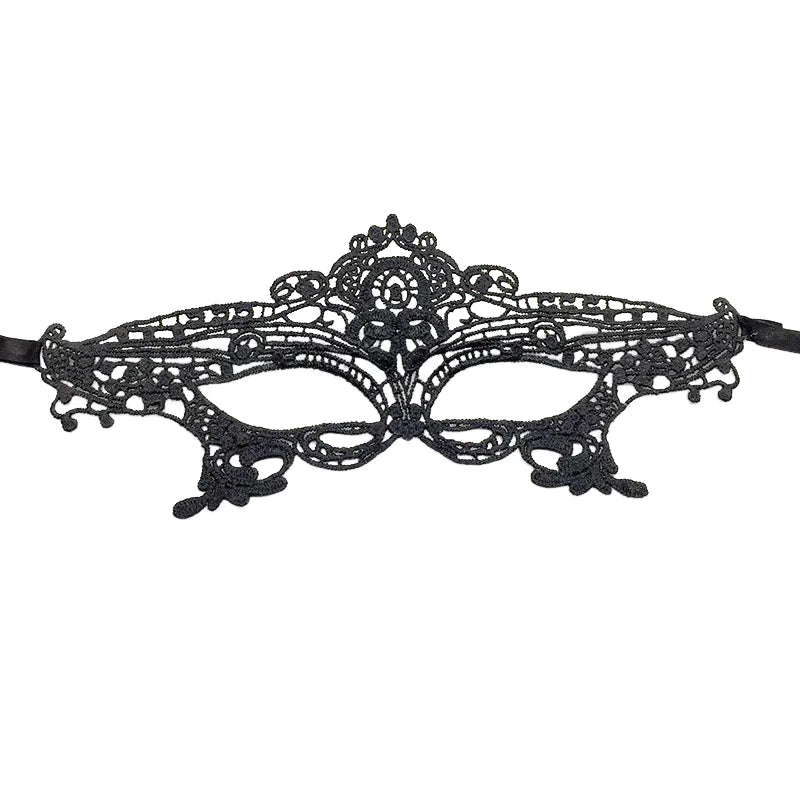 Black Lace Masquerade Eye Mask with Ribbon Ties