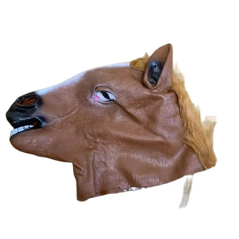 Brown Horse Head Mask Latex Animal Costume Prop for Halloween