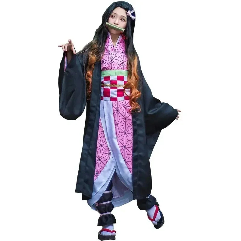 Women's Pink Kimono Cosplay Costume with Wig