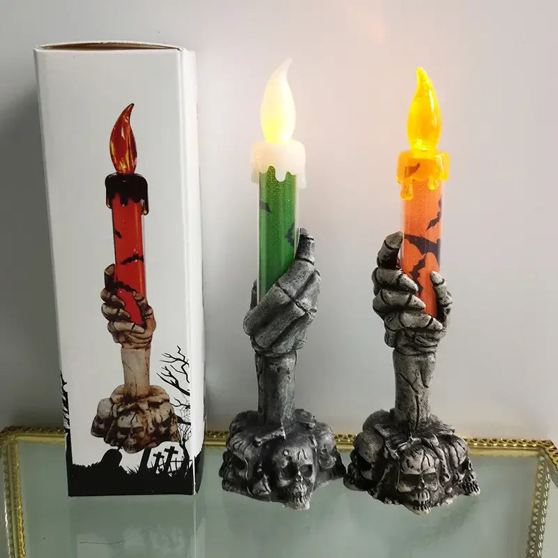 Halloween Skeleton Ghost Hands Led Candles Light Happy Halloween Party Home Decoration Supplies Haunted House Horror Props