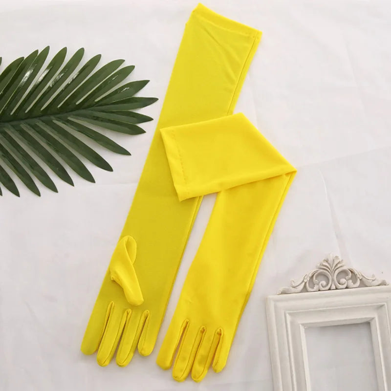 45cm Long Women Elasticity Matte Spandex Dance Performance Long Bride Wedding Mitten Halloween Party Cosplay Princess Glove P26