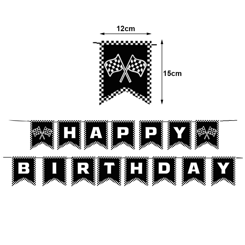 Racing Car Balloon Traffic Cone Balloon Tire Wheel Balloons Black White Checkered Race Car Theme Kids Birthday Party Decorations