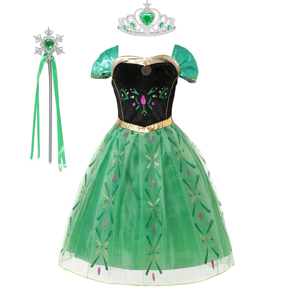 Girls Full Print Princess Dress Costume for Birthday Parties