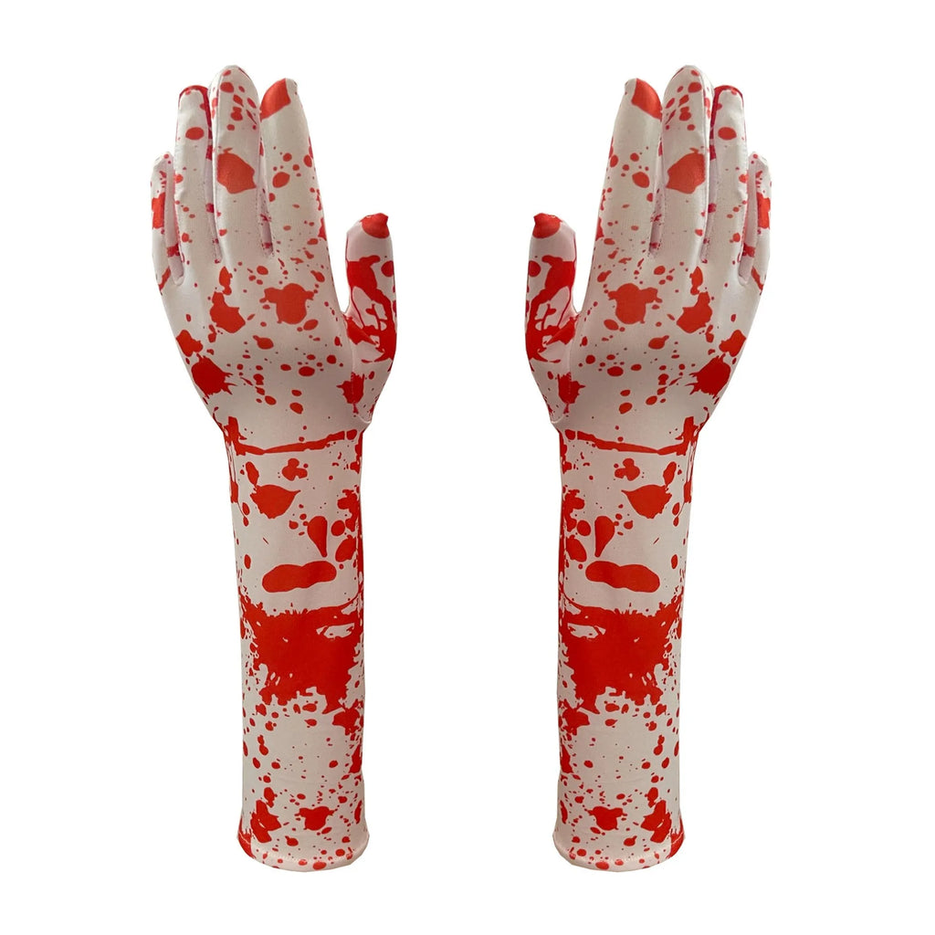 Halloween bloodstain gloves, new blood clot gloves, Cos ghost festival gloves, Halloween printed long tube arm covers