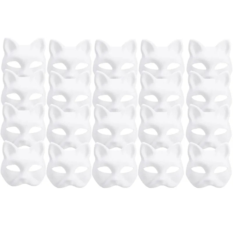Blank Paper Cat Mask DIY Paintable Half Face Costume Mask