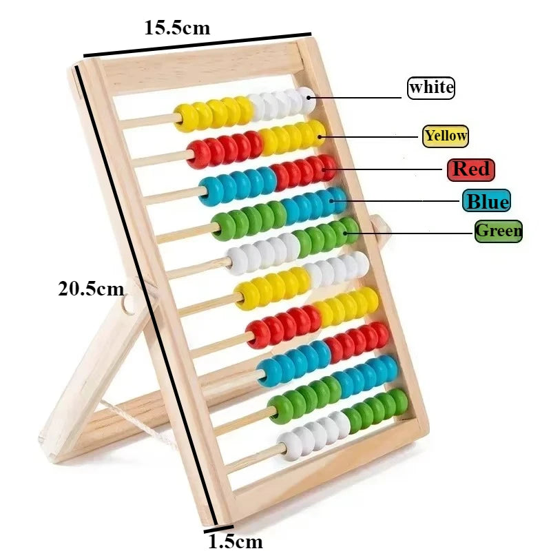 Classic Wooden Educational Counting Toy 100 Beads Preschool Math Learning Toys Montessori Number Arithmetic Abacus Toddler Gift