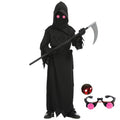Kids Grim Reaper Costume with Glowing Eyes, Robe & Props