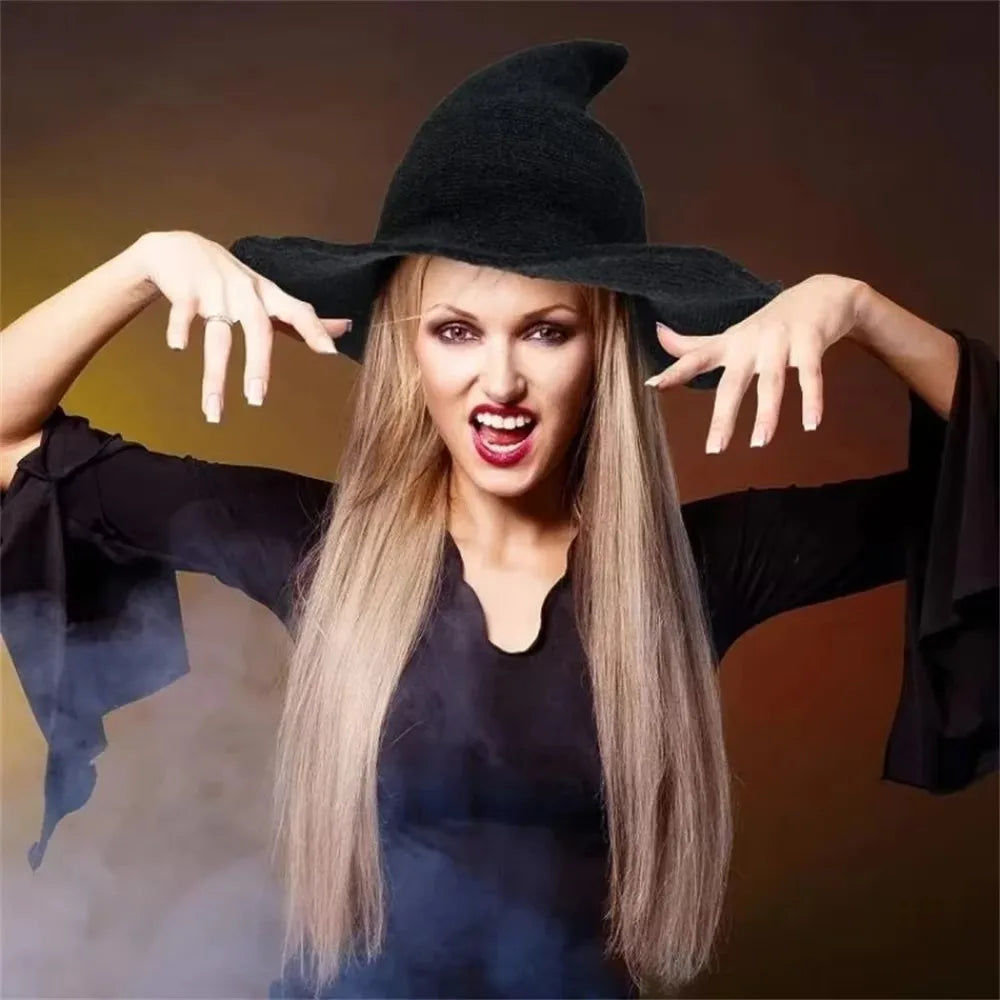 Vintage Halloween Witch Hat Folding Wool Costume Accessory