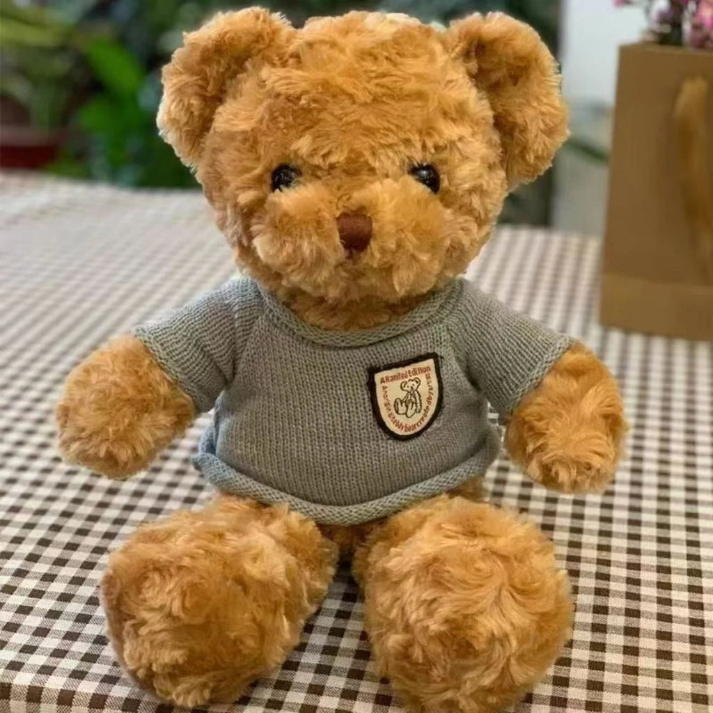 30cm Cute Teddy Bear Plush Toy Wearing Sweater Adorable Stuffed Animal with Soft Sweater Teddy Bear Perfect Gift for Kids