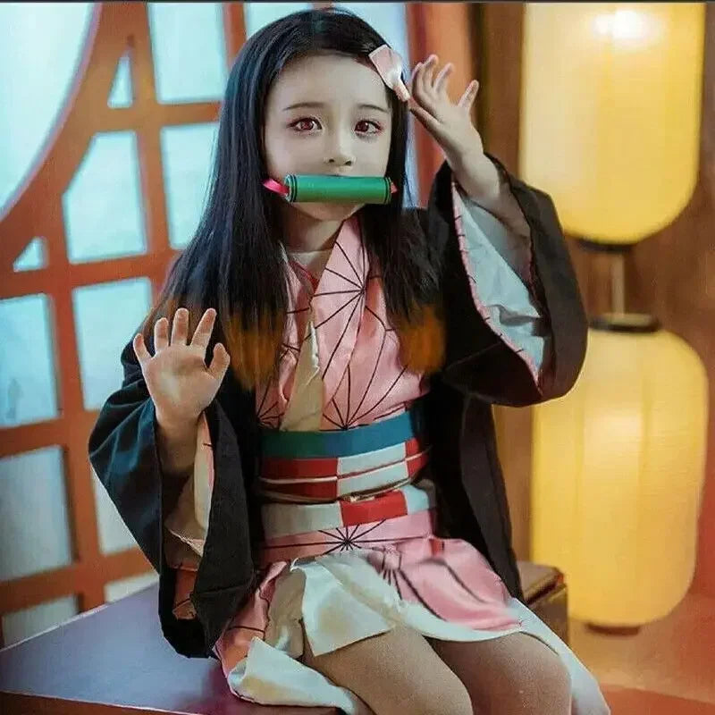 Women's Pink Kimono Cosplay Costume with Wig
