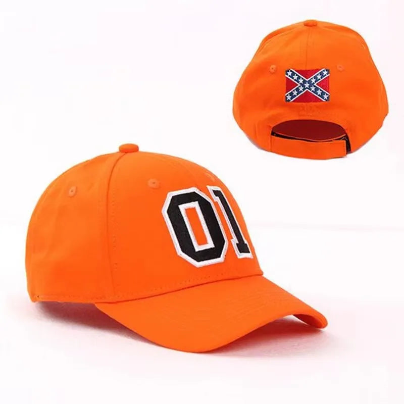 Orange Embroidered Cotton Baseball Cap Adjustable Costume Hat