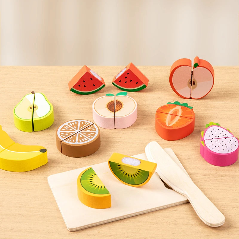 Wooden Kitchen Pretend Toy Simulation Cutting Fruit Food Game Velcro Play Kitchen Accessories Montessori Educational Toy For Kid