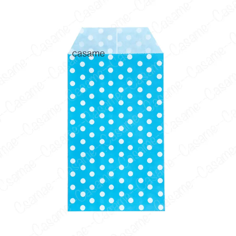 50pcs 15*10CM Wave Dot Kraft Paper Candy Biscuit Bags Packing Pouch Popcorn Bag Birthday Wrapping Supplies Pastry Tool