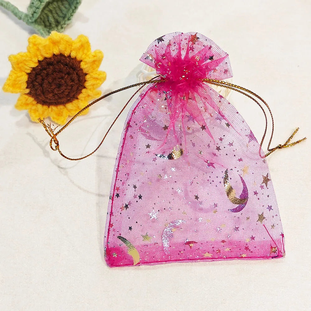 25/50/100pcs Moon Star Organza Gift Bag Multicolor  Jewelry Gifts Pouches For Wedding Party Candy Bag  Jewelry Packing  Wholesal