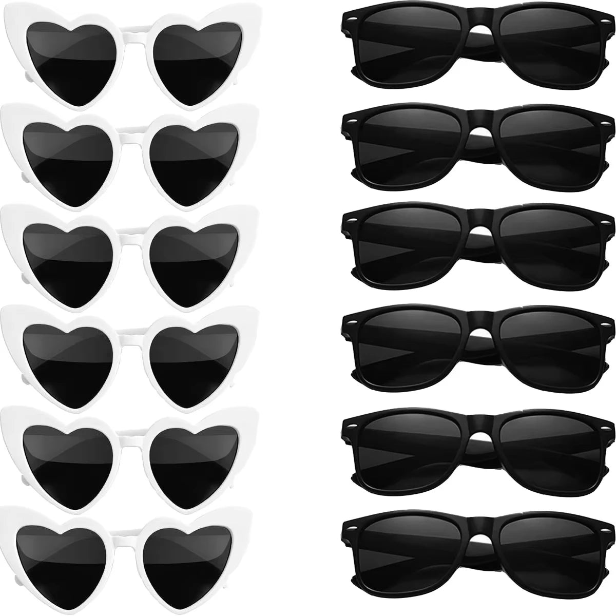 12-120Pcs Wedding Heart Sunglasses with Pen Personalised Heart Glasses Bachelorette Party Sunglasses for Wedding Party Favors
